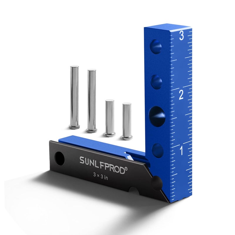 SUNLFPROD Mini Square Woodworking Center Finder 90 Degree Small Square Measuring Tool Woodworking Center Marking Tool Aluminum (Blue-Gray) - Image 1
